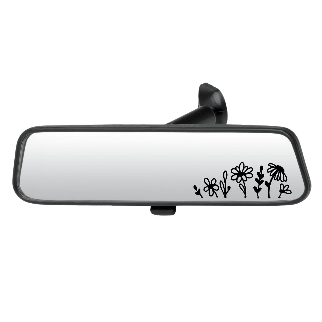 Car rearview mirror with floral design on a white background