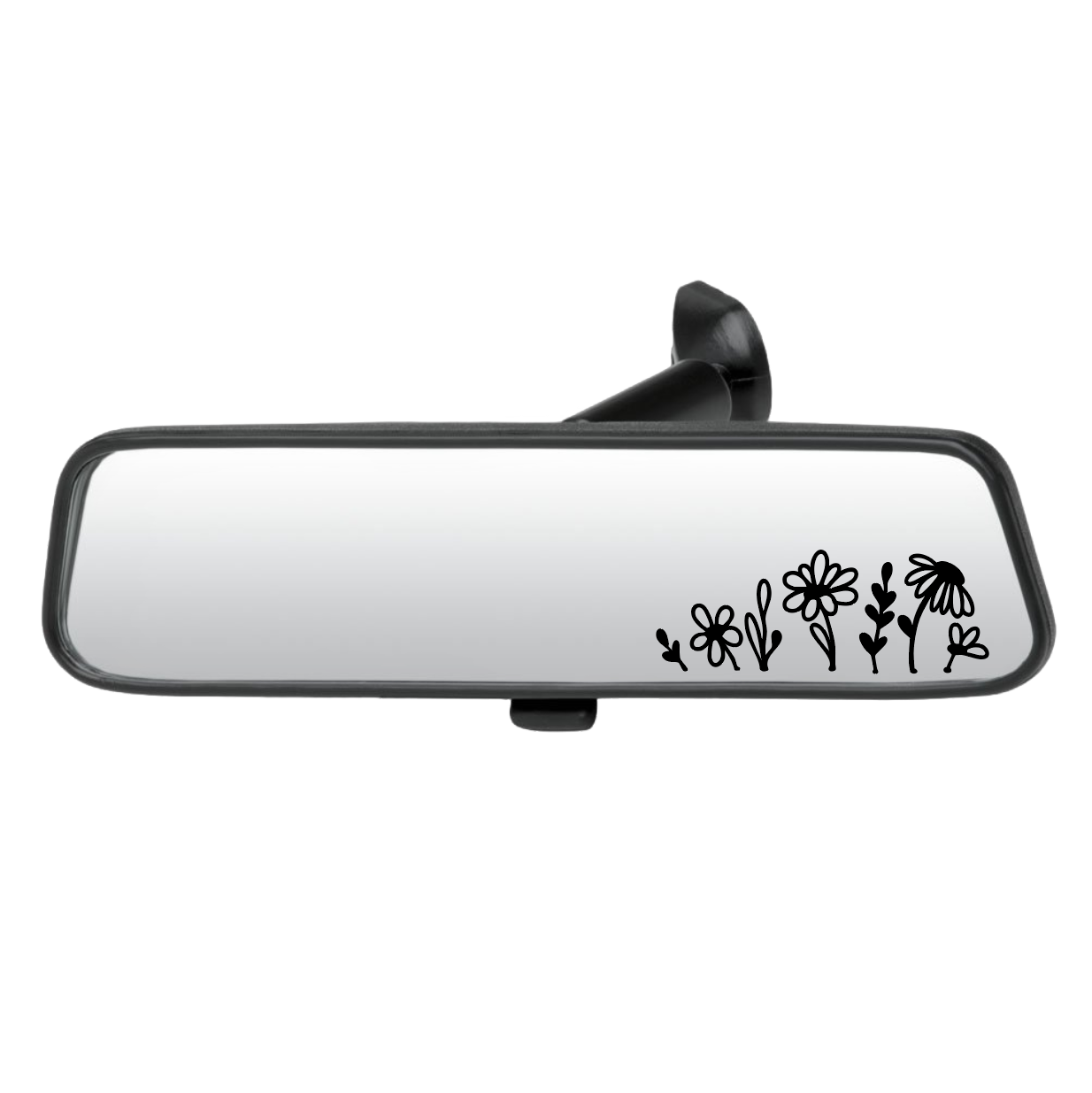 Car rearview mirror with floral design on a white background