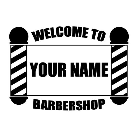 Barbershop Window Sticker | Classic Pole Design with Name