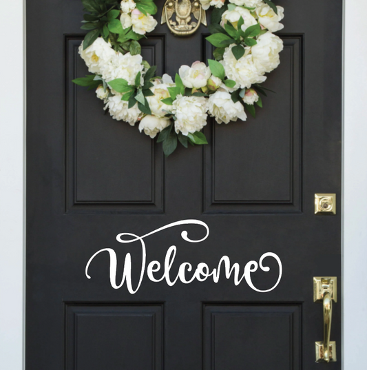 Elegant Script Welcome Door Decal