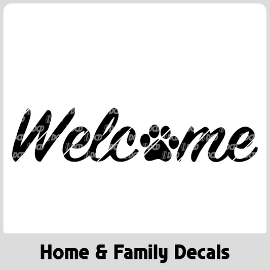 Dog Paw Welcome Door Decal | Pet-Friendly Vinyl Sticker for Entryway