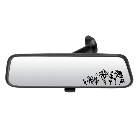 Car rearview mirror with floral design on a white background