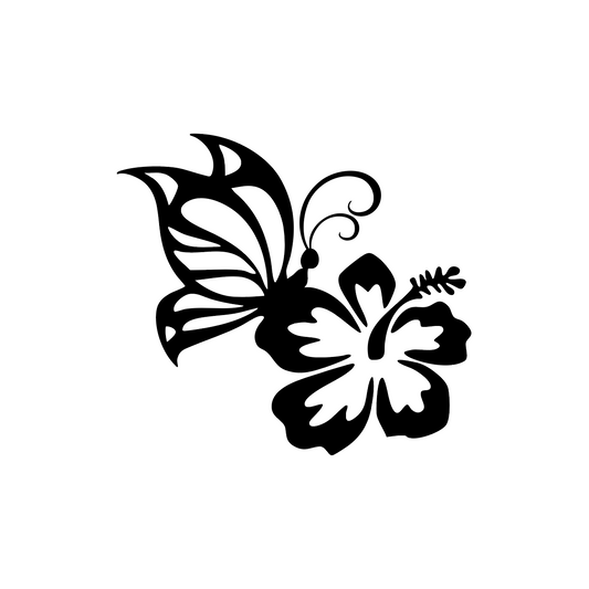 Hibiscus Butterfly Decal