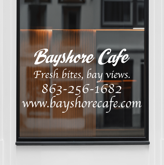 Script Font Café Window Decal | Custom Vinyl Business Sign for Coffee Shops & Boutiques