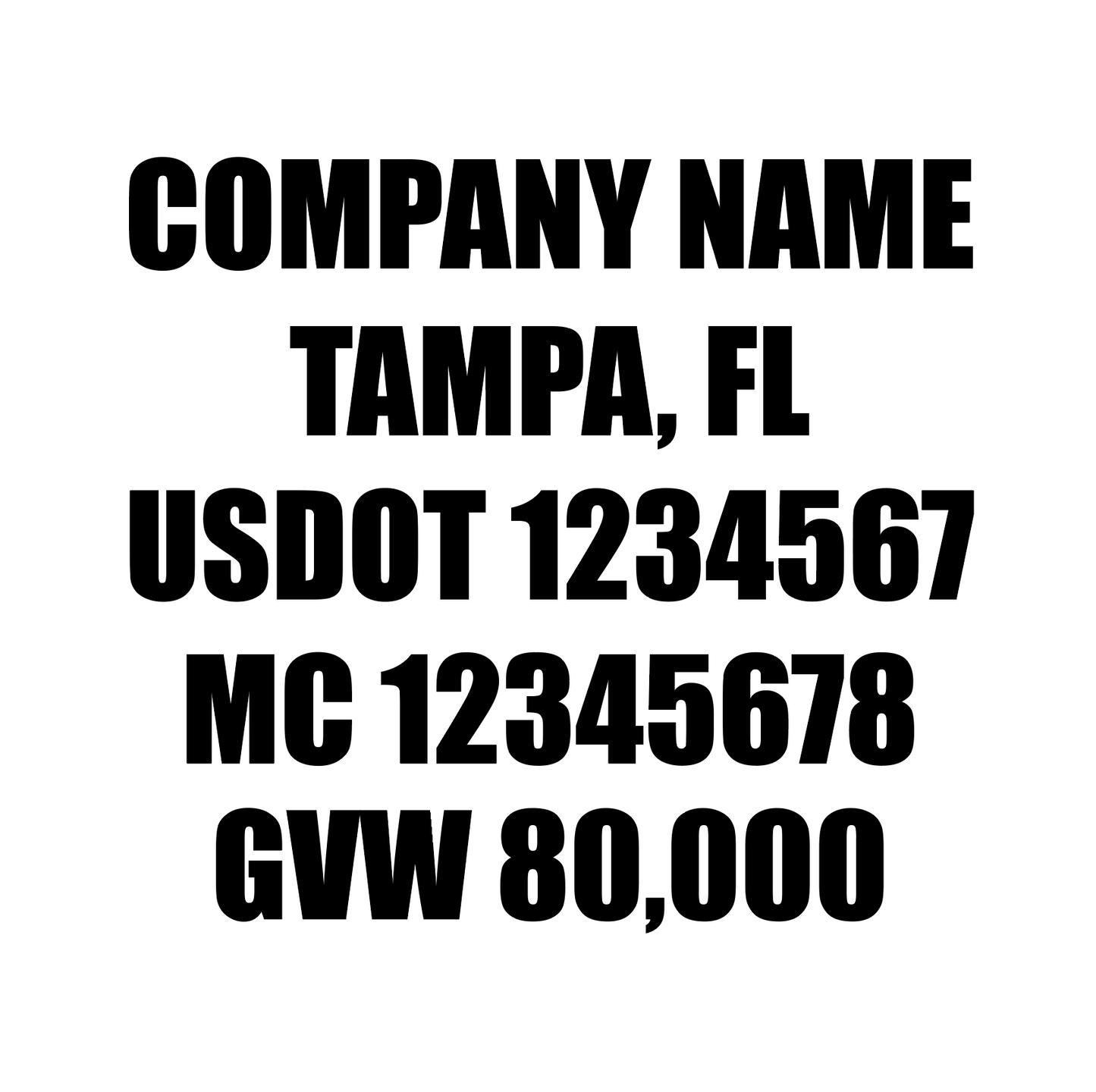 Custom USDOT Truck Number Decal – FMCSA-Compliant Door Stickers