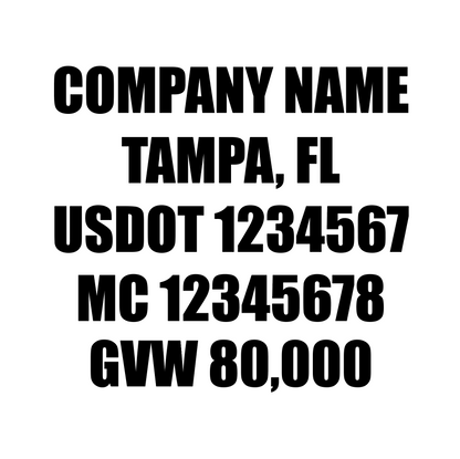 Custom USDOT Truck Number Decal – FMCSA-Compliant Door Stickers