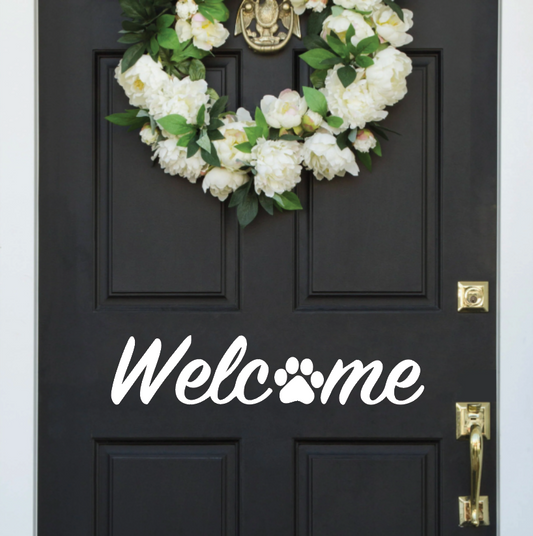 Dog Paw Welcome Door Decal