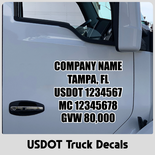 Custom USDOT Truck Number Decal – FMCSA-Compliant Door Stickers