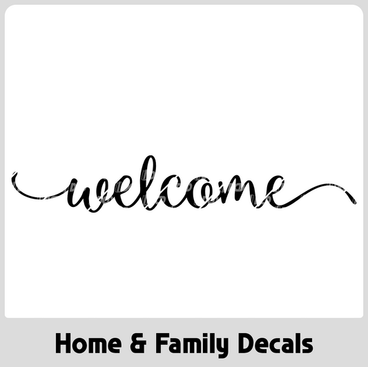Script Welcome Door Decal | Elegant Cursive Front Door Vinyl Sticker