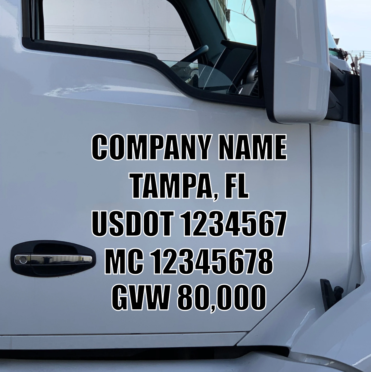 Custom USDOT Truck Number Decal – FMCSA-Compliant Door Stickers