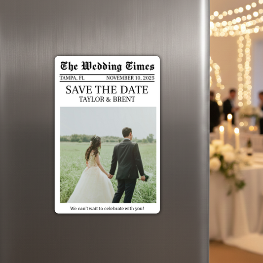 Newspaper Style | Save The Date Magnets